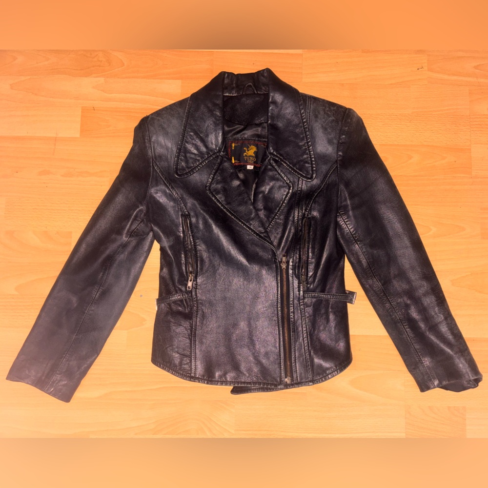 leather black jacket, perfect for late spring and early fall season to wear